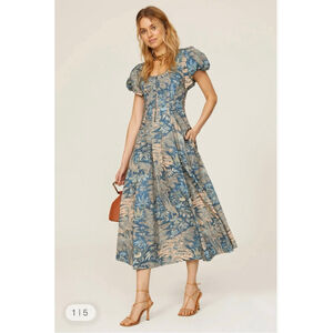 Ulla Johnson Malie Puff Sleeve Floral Midi Dress